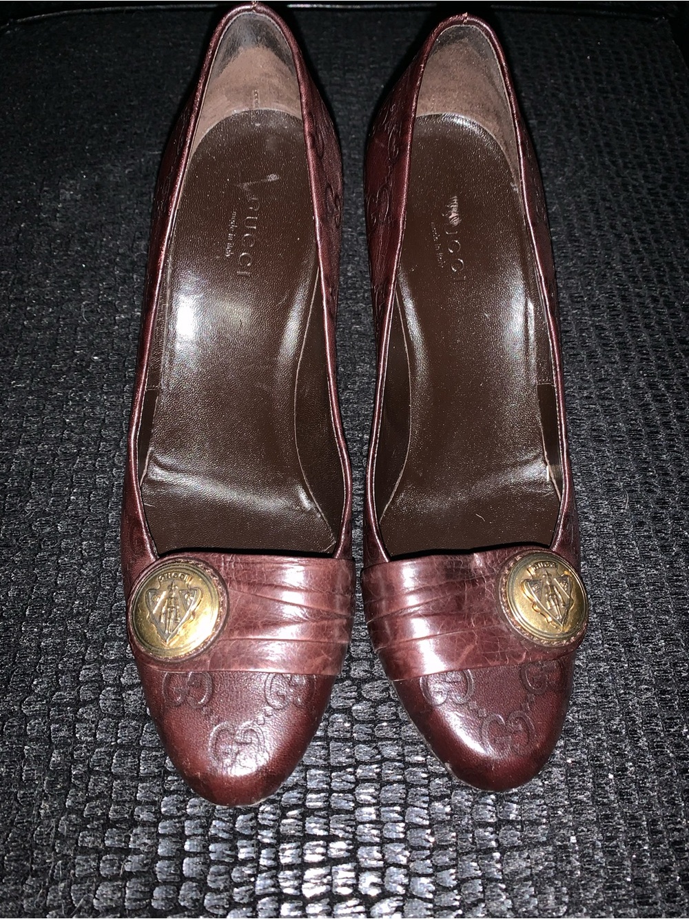 Gucci Hysteria Leather Mid Heel Pumps